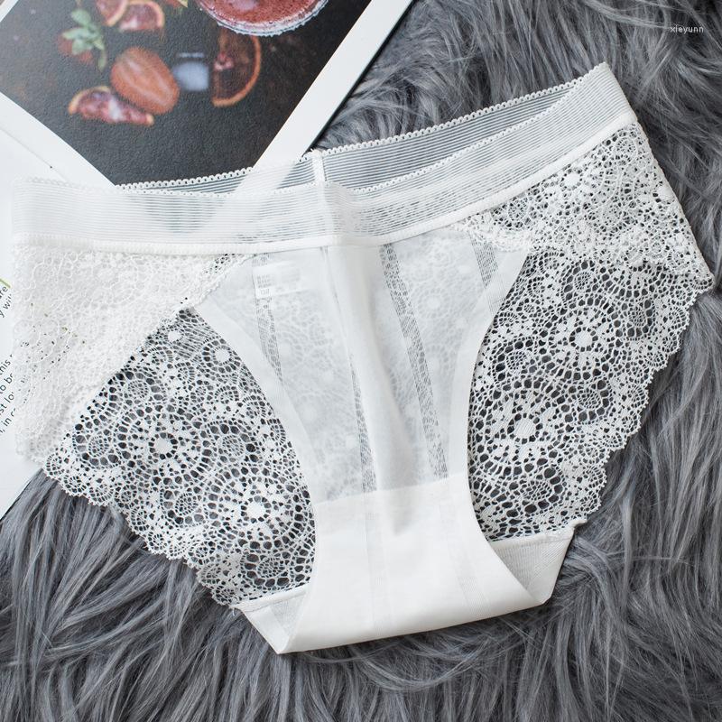 

Women's Panties Lace Underpants Female Breathable Low-Waisted Hollow Transparent Ultra-Thin No-Mark Girl Cotton Briefs  L XL Bow Soft, 05