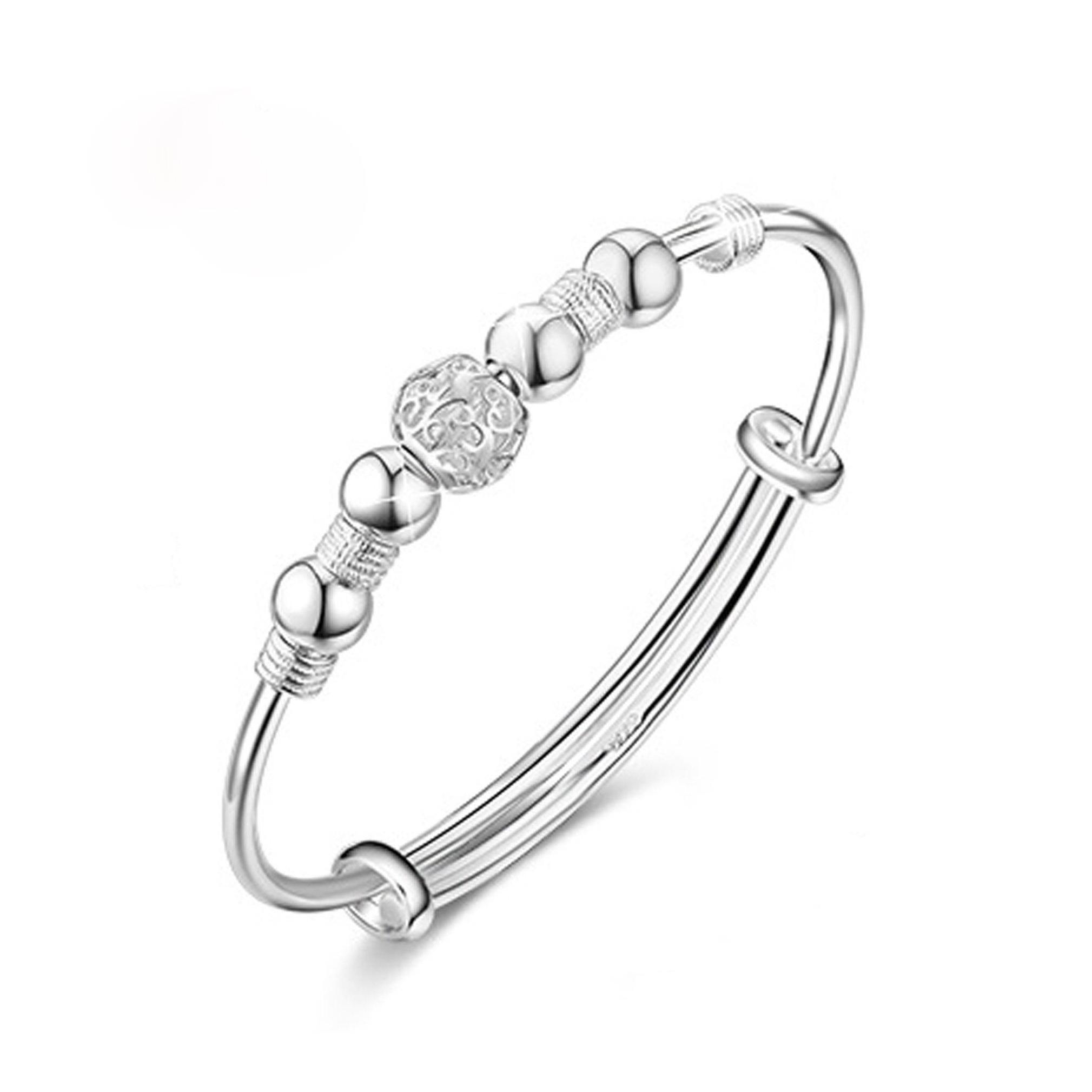 

Other Bracelets Sier Bangle Bracelet Female Transfer Fortune Lucky Gift Wholesale Beads Drop Delivery Jewelry Dhaqf