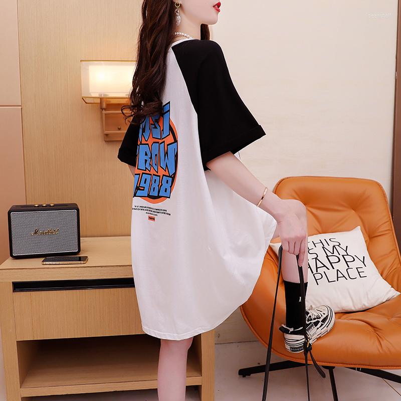 

Women's T Shirts Korean Version Short-sleeved T-shirt Women Graphic CONTRAST COLOR Cotton Ropa De Mujer Summer Tees, Black