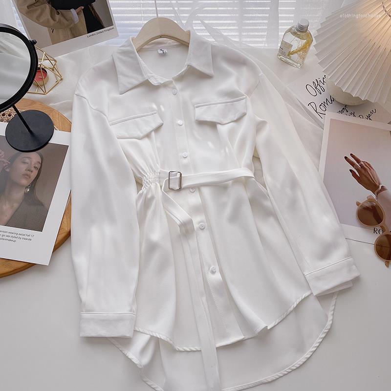 

Women' T Shirts Long Sleeve Shirt Elastic Waist Femininity Thin Medium Style Korean Version Lace Up Solid Top In Summer 2023, Black