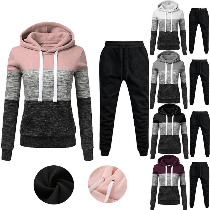 

Women' Two Piece Pants Fashion Women Track Suits Sports Wear Jogging Ladies Hooded Tracksuit Set Clothes Hoodies Sweatpants Sweat, White