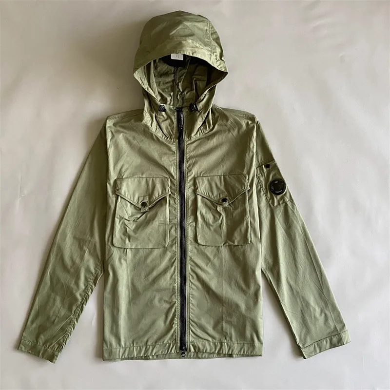 

lens Hooded CP Pocket Jacket Multi decoration cotton material men's casual zipper thin Jackets Spring and autumn 9OLN, Black