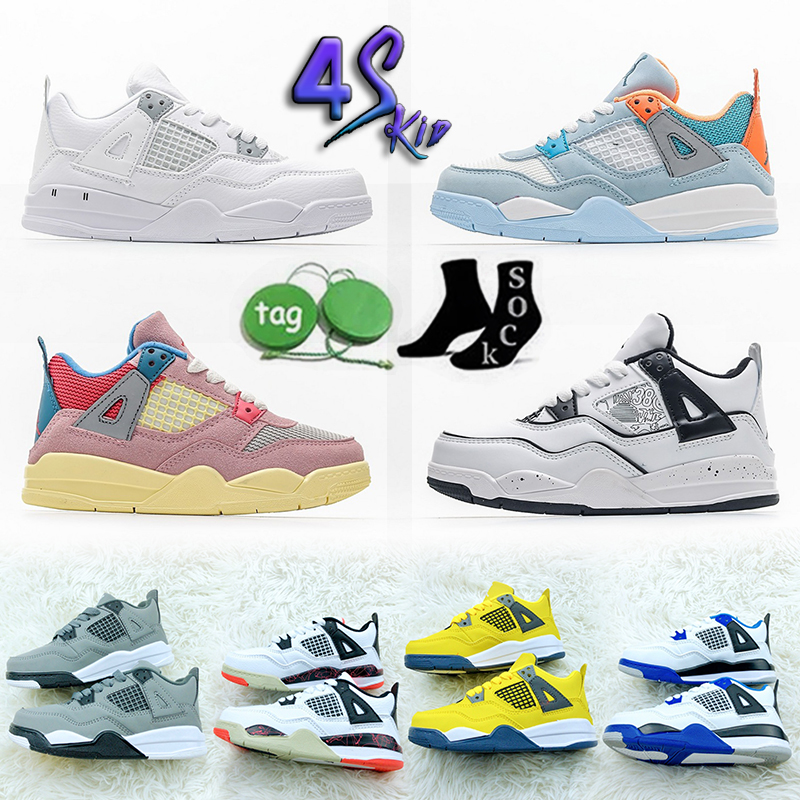 

White Oreo TD 4s Kids Baketball Shoes University jordan jordan4s jordans4 Alternate Boys Girls Gradeschool Black Cats Sneakers Children Trainers