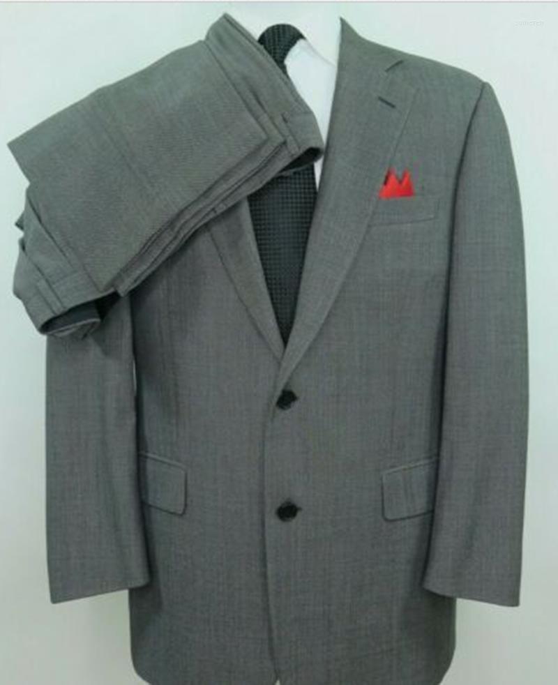

Men's Suits Style Mens Grey Wool Blend 2 Piece (Coat Pants) Notch Lapel Costume Homme Formal Suit Men Custom Made, Auburn