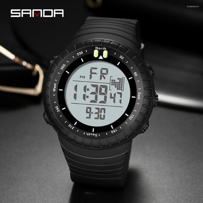 

Wristwatches Military Men Watch Sports Upgraded Running Big Dial LED Digital Watches Male Electronic Clock Relogio Masculino, Black white