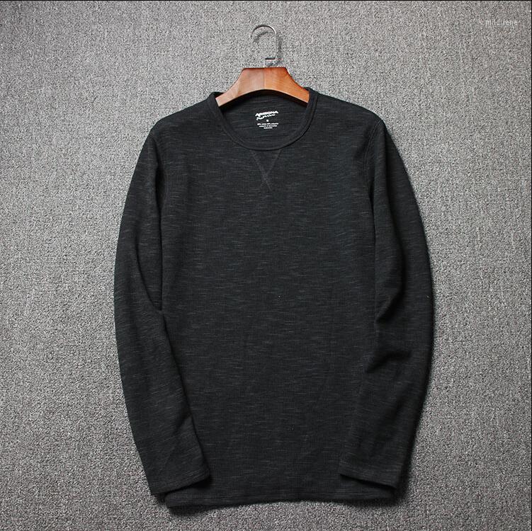 

Men's Hoodies Men Solid Waffle Shirt Casual O-neck Long Sleeve Sweatshirt Top Clothing, Black