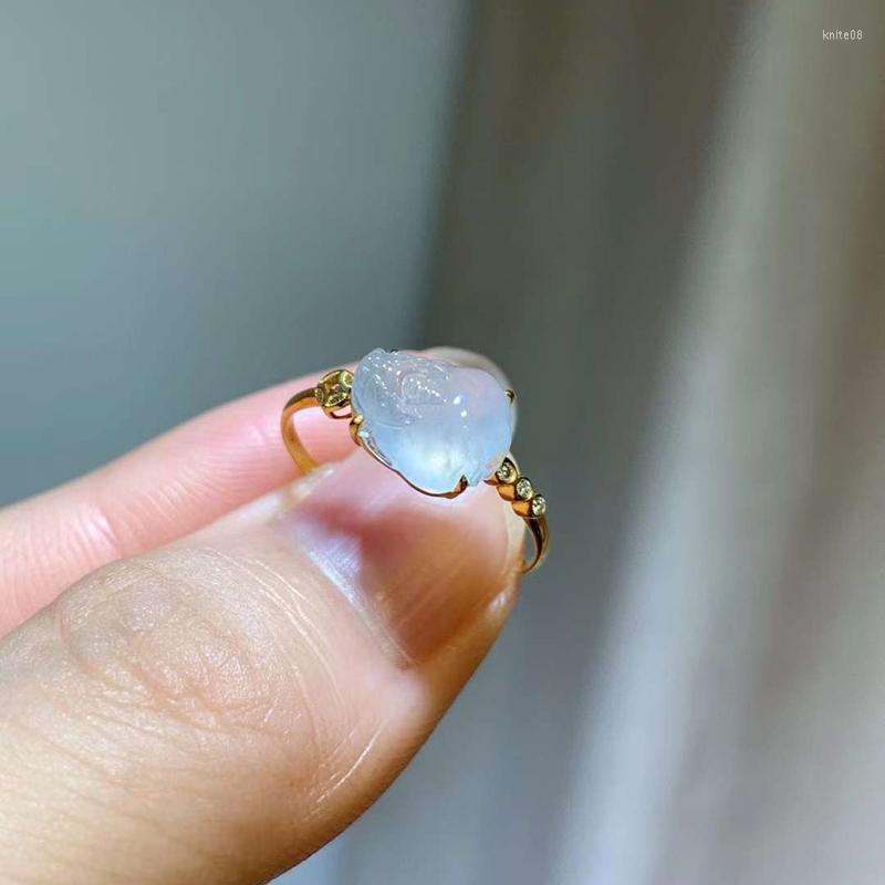 

Cluster Rings Female 18K Gold Natural Emerald The Mythical Wild Animal Luxury Dating Ring For Engagement Party Wedding