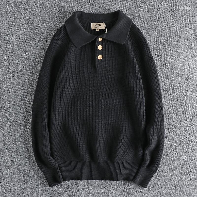 

Men's Sweaters 2023 Button Cardigan Simple Knit Sweater Men's Lapel Pullover Trend Casual Youth Base Coat 1284, Black