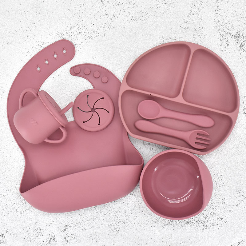 

Cups Dishes Utensils 7PCSSet Baby Silicone Tableware Set Baby Feeding Dishes BPA Free Bowl Plate Bibs Spoon Fork Sets Children Non-slip Dinnerware 230213