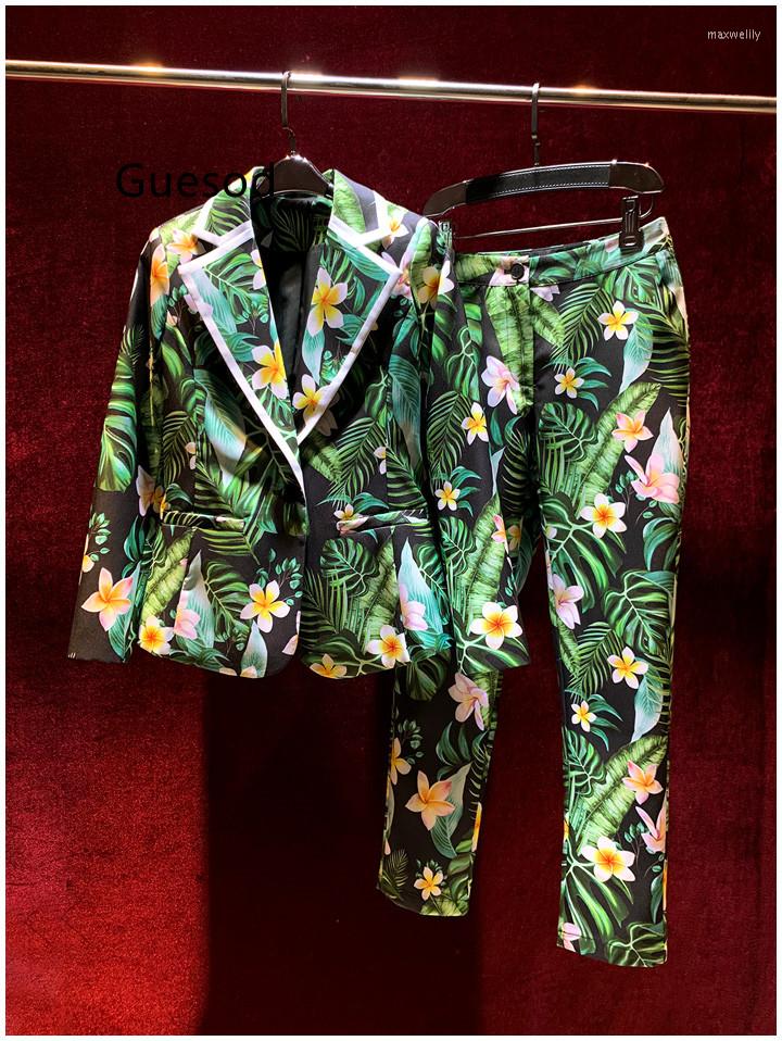 

Women' Two Piece Pants Women Print Blazer Set Slim Designer Casual Suit Female 2023 Autumn, Fancy