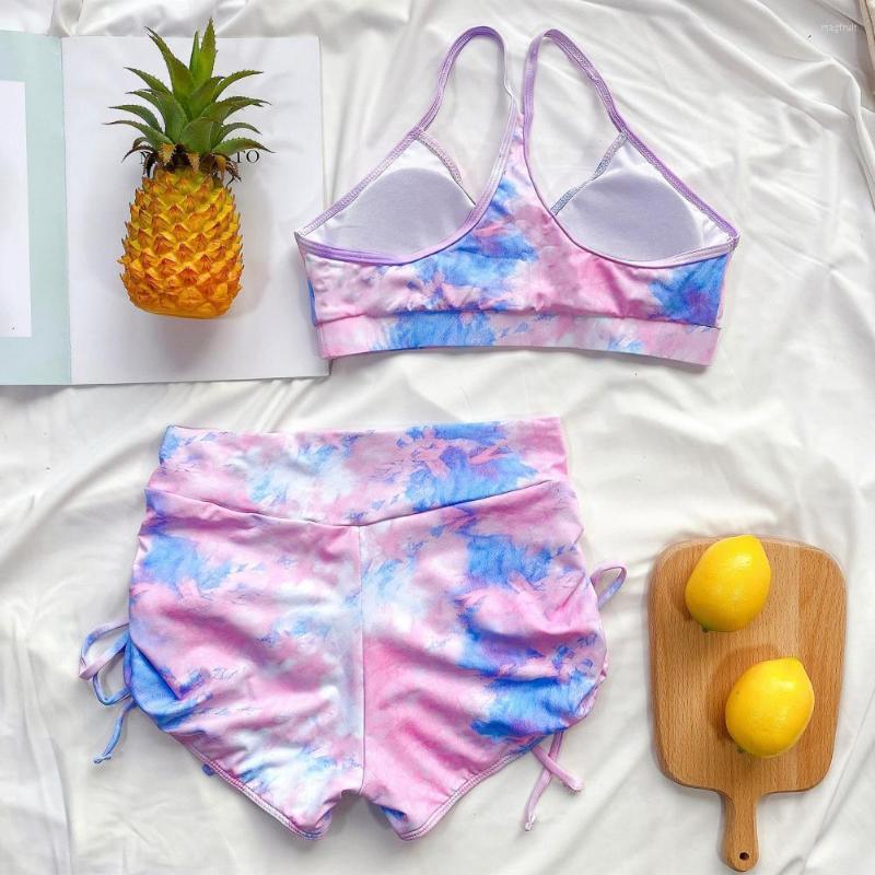 

Women's Swimwear 2Pcs/Set Women Swimsuit Printed Female Skinny Slim Anti Sun Bikini Bathing Suit For Swimming, Pink l