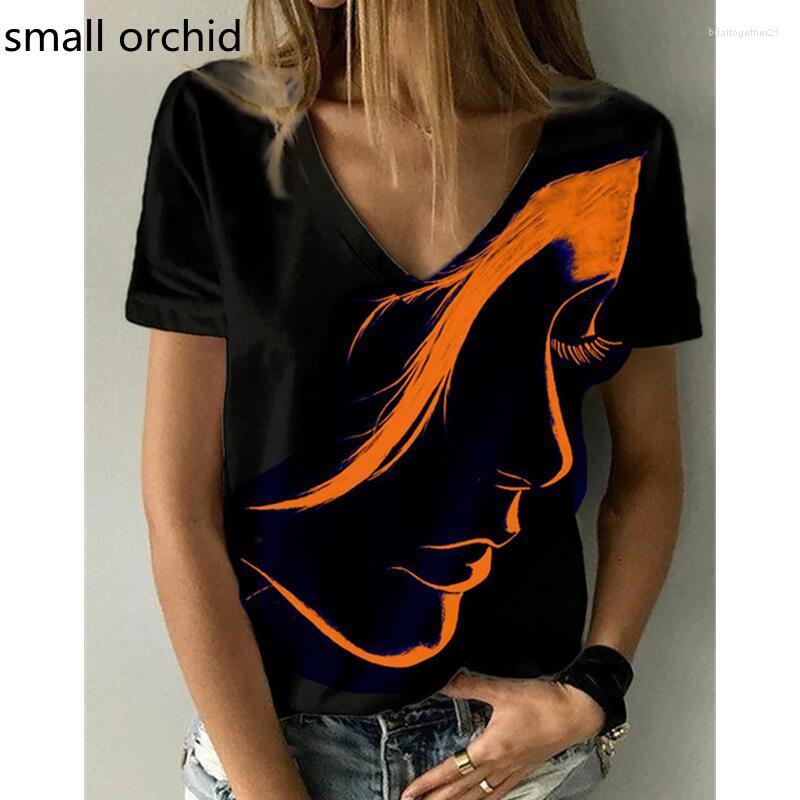 

Women's T Shirts Women's T-shirt Summer Fashion Sexy V-neck Top Portrait Black 3D Print Trend Street Shirt Loose Short Sleeve 2023 6xl, V-lian0208