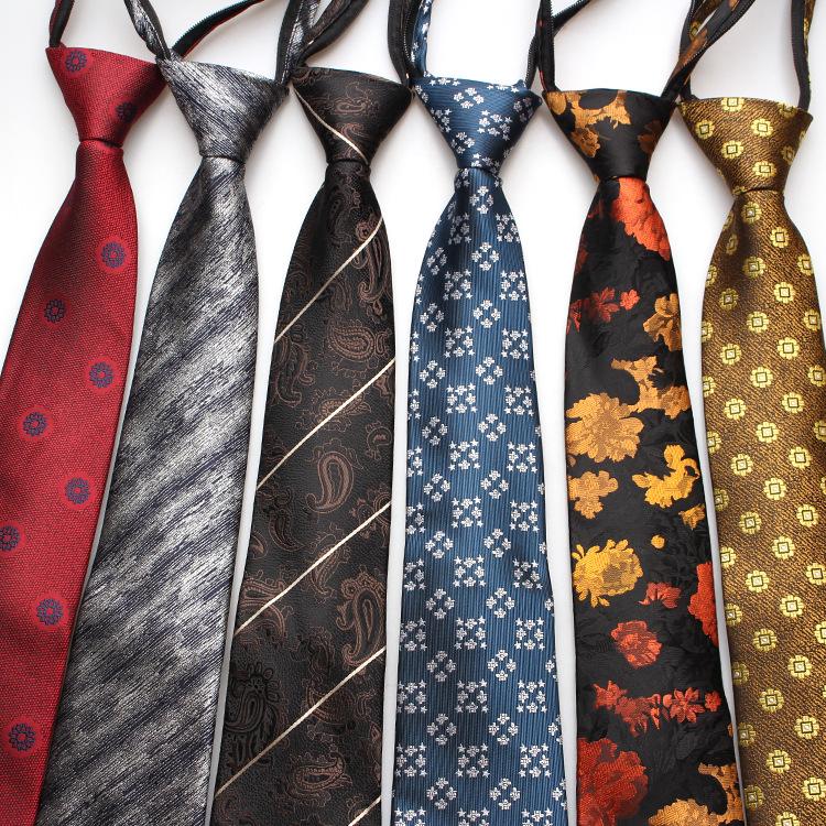 

Bow Ties Sitonjwly 8cm Men's Lazy Tie Business Striped Printed Zipper Neckties For Wedding Party Tuxedo AccessoryBow