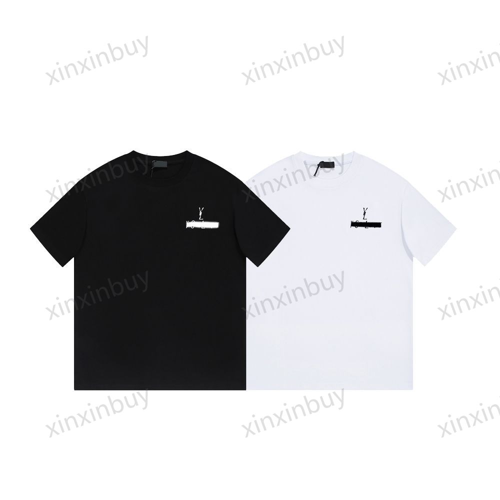 

xinxinbuy Men designer Tee t shirt 23ss Paris letters Embroidery short sleeve cotton women white black grey blue S-2XL