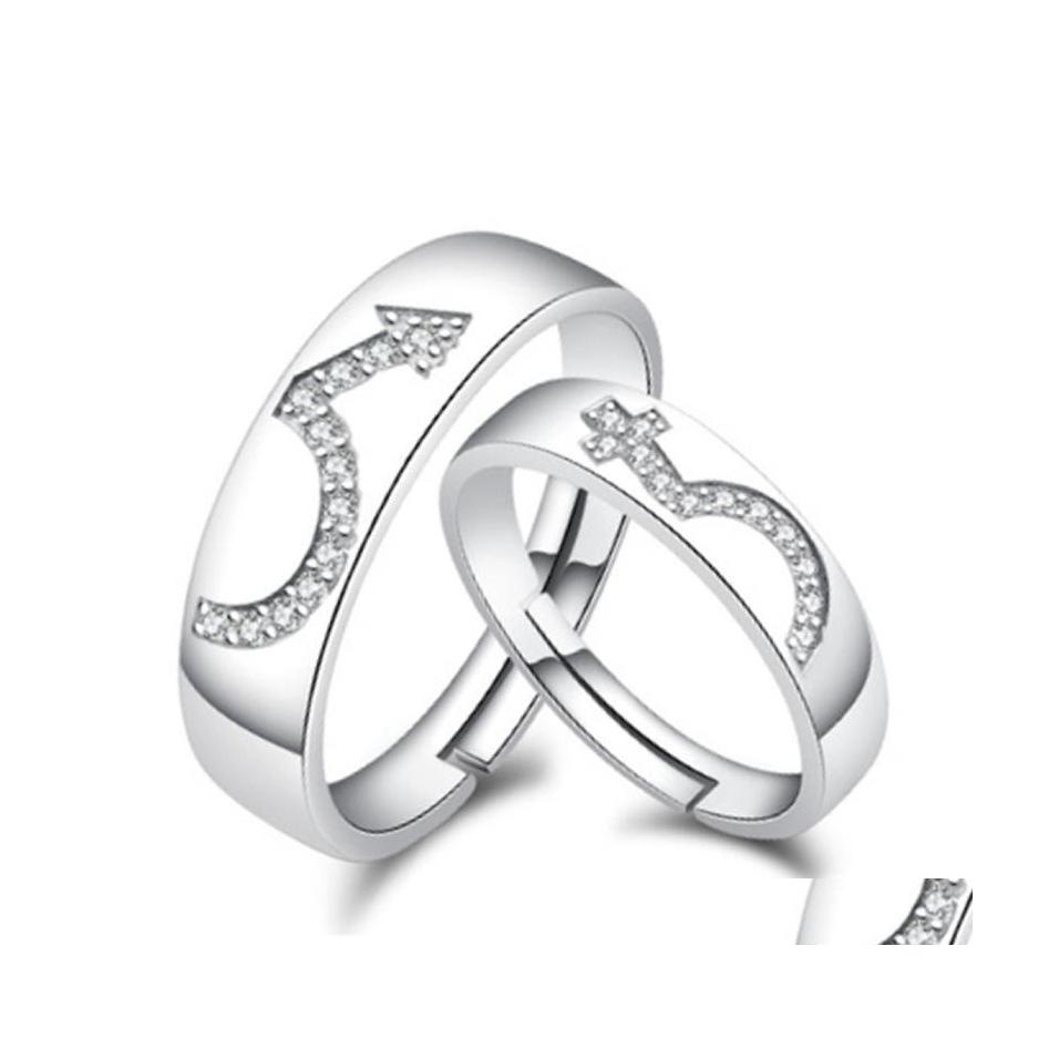 

Couple Rings Fashion Trend Open Korean Version Love Symbol Finger Ring Arrow Diamond Pair Jewelry Drop Delivery Dhm37