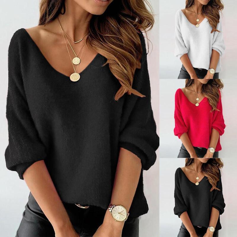 

Women's Blouses 3x Tunic Women's Solid Color H Shirt Long Sleeve Sexy Casual Blouse Tops Top Size 4x, Black