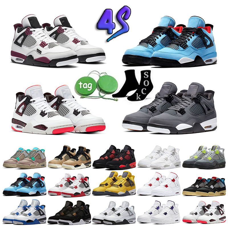 

High J4 4 Basketball Shoes IV Mens Womens Jumpman 4 Seafoam 4s Doernbecher Military Black Cats Midnight Navy University Blue White Oreo Sneakers, 10