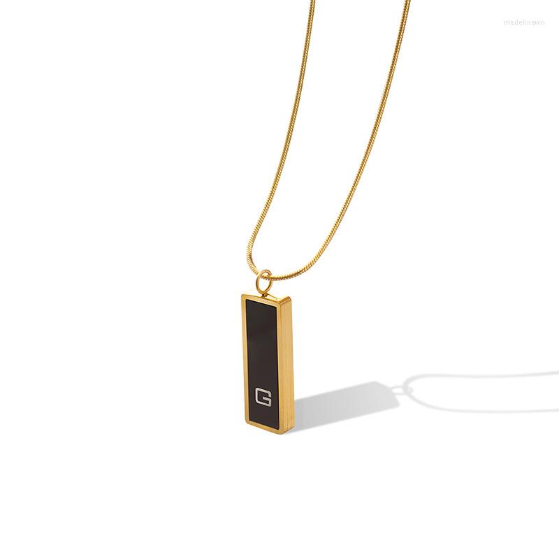 

Choker Black Acrylic Short Minimalist G Small Tag Necklace Women's Titanium Steel Gold-Plated Chokers For Women 2023