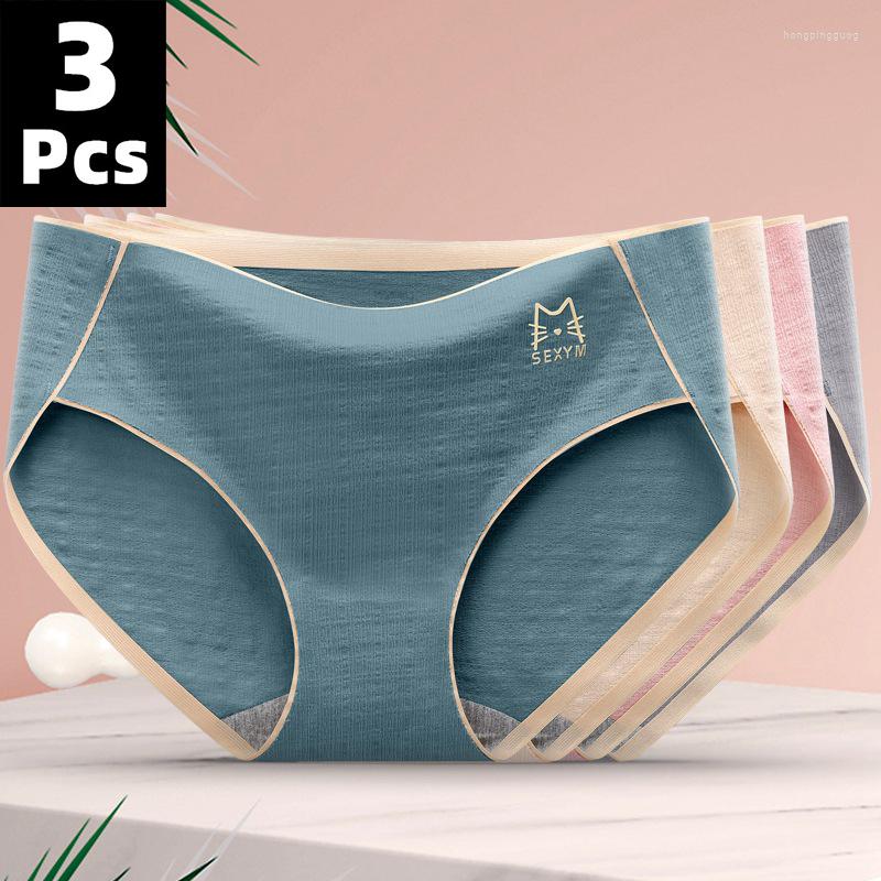 

Women's Panties 3 Pcs/lot Women's Underpants Soft Cotton Girls Solid Briefs M-XXL Striped Panty Sexy Lingerie Female Underwear, Set2
