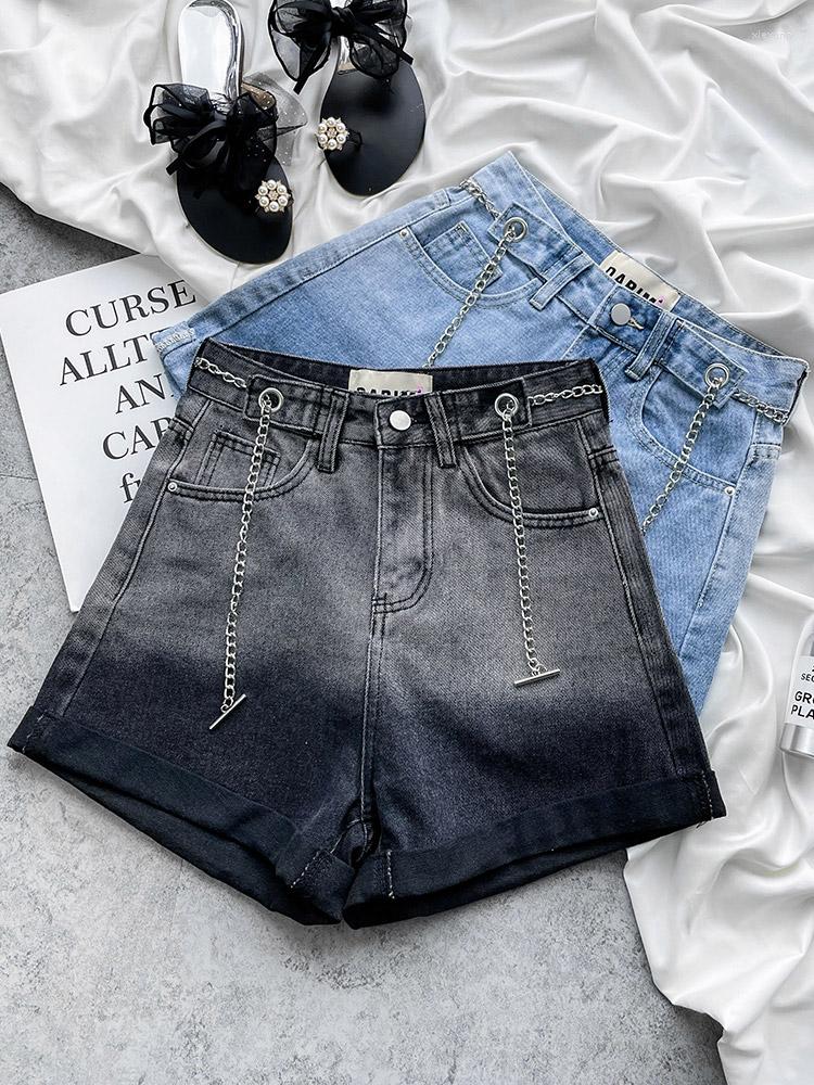 

Women's Jeans Denim Shorts Women's Summer 2023 Gradient Color Tie-dye Thin Section High-waisted Wide-leg Loose Sexy Girl Pants, Black grey