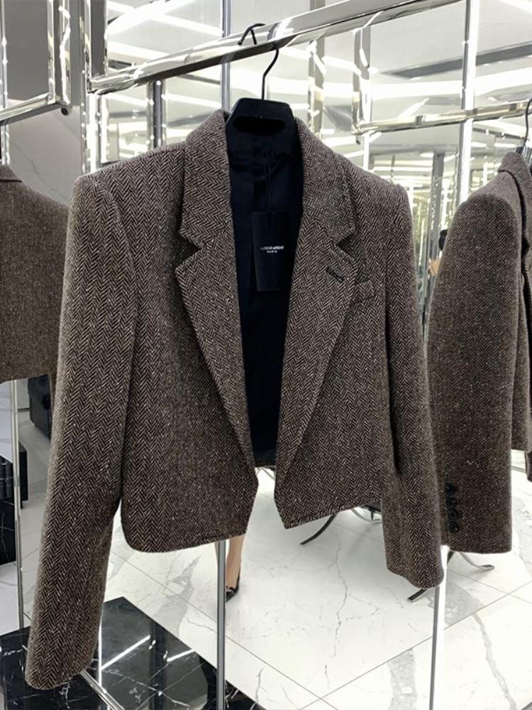 

Women' Suits Chunhuani 3D Cutting Casual Chunhuamao Suit Short Coat Jacket Women Blazer Tweed, Coffee