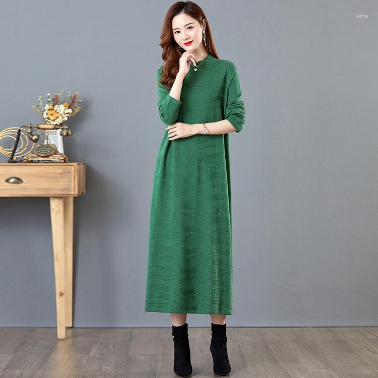 

Casual Dresses Women Sweater Dress 2023 Autumn Winter Lady Long Sleeve Knitted, Black