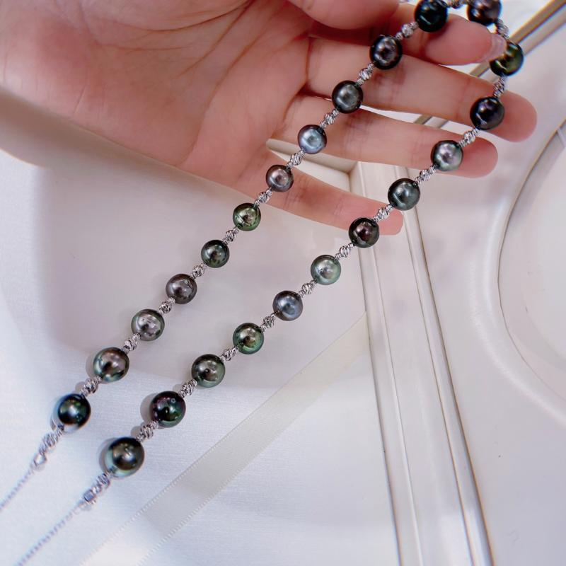 

Chains High Chic Choker Salt Water 8-9mm Nature Round Genuine Tahiti Pearls Necklaces For Women Holidays PresentsChains