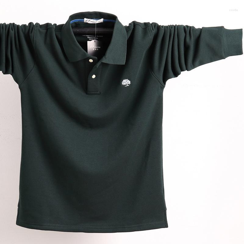 

Men's Polos Loose Long-sleeved Shirt Plus Size 5xl Business Cotton Shirts Long Sleeve Casual Male Homme Camisa, Green