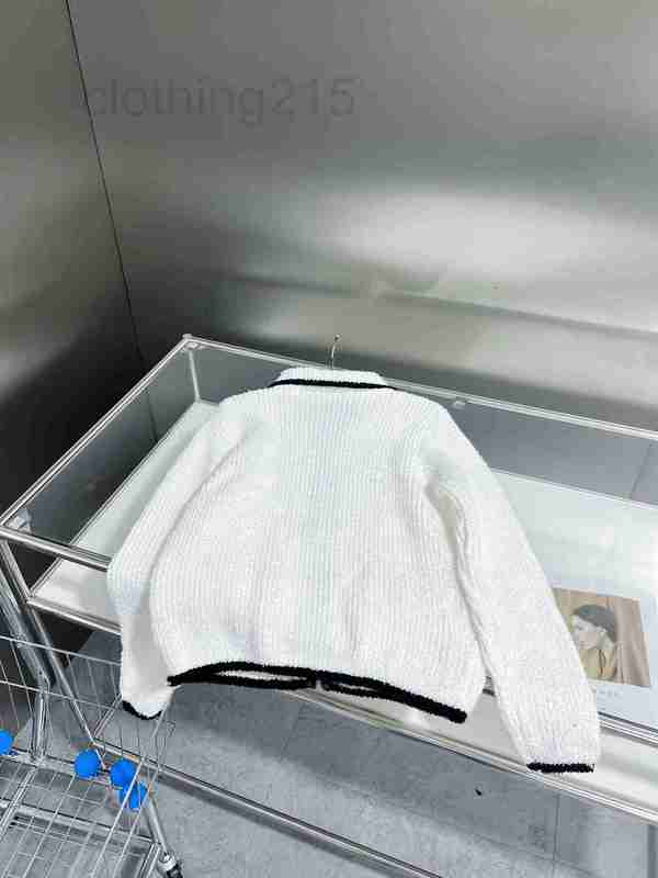 

Women' Knits & Tees Designer Autumn and winter new polo knit sweater zipper cardigan coat A121402 ZU95, White4