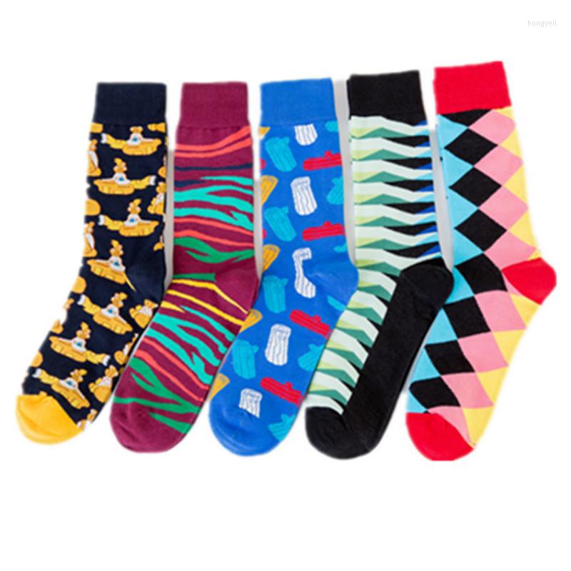 

Women Socks Autumn And Winter Men's Street Skateboard Colorful Submarine Women's Couple, Random 1 pair