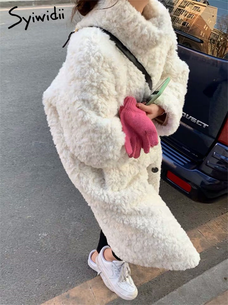 

Women s Jackets Syiwidii Faux Fur Coat Women Winter Fall Lambswool Long Loose Warm Luxury Female Casual Oversized Sheep 230213, Khaki