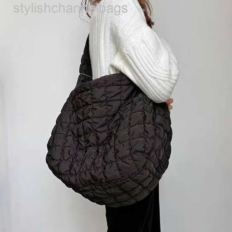 Shoulder Bags Casual Ruched Oversized Women Shoulder Bags Designer Quilted Padded Crossbody Bag Large Capacity Nylon Tote Big Shopper Purses 0214-image-841959995