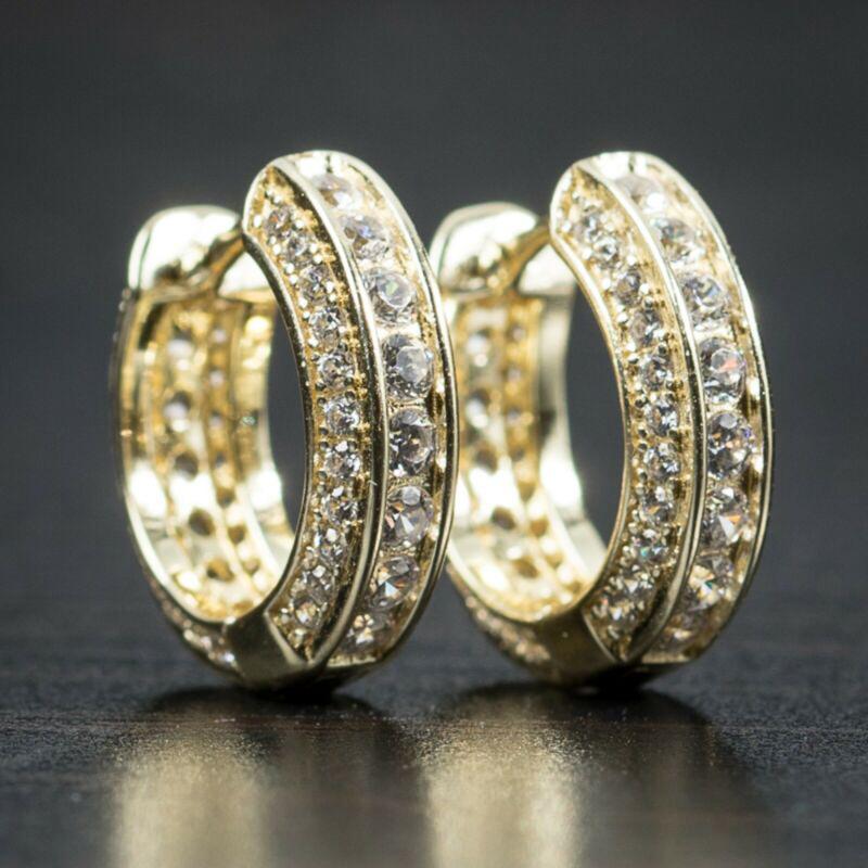 

Hoop Earrings & Huggie Huitan High Quality Small For Women/Men Gold Color Silver Brilliant CZ Versatile Unisex Statement Jewelry