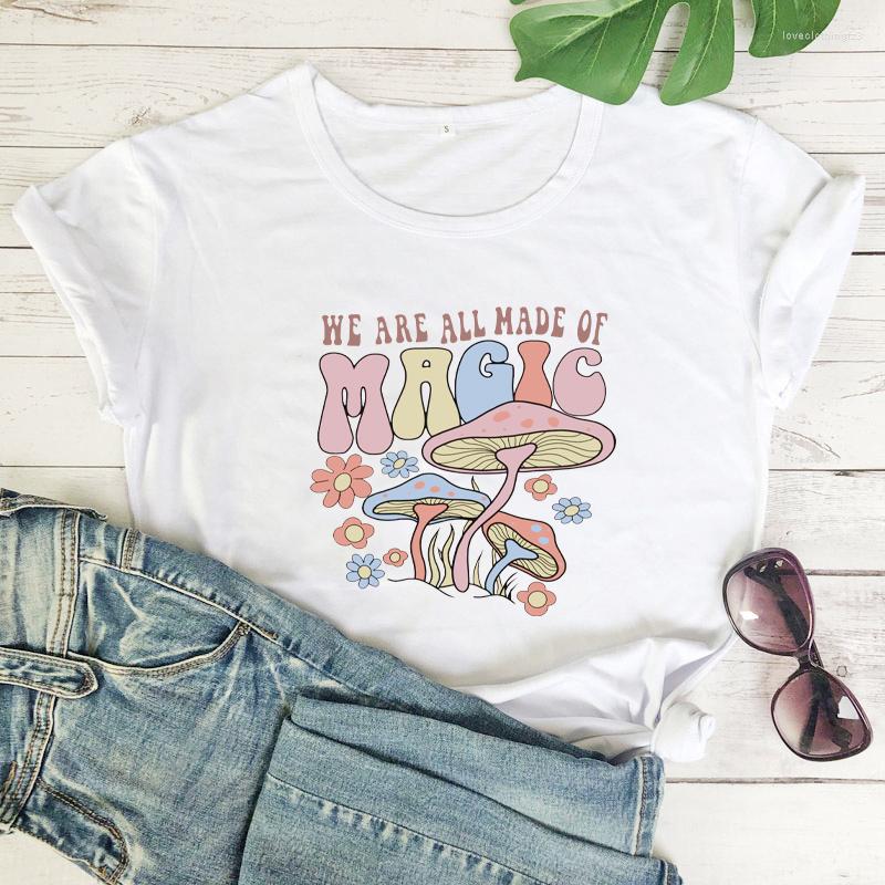 

Women' T Shirts We Are All Made Of Magic Colored T-Shirt Mushroom Tee Inspiring Sayings Women Trendy Casual Grunge Vintage Top, Black