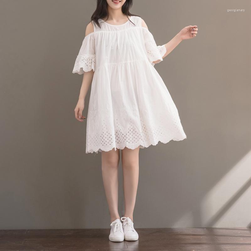 

Party Dresses 2023 Latest Summer Fashion Short Sleeve Mini White Dress For Girl