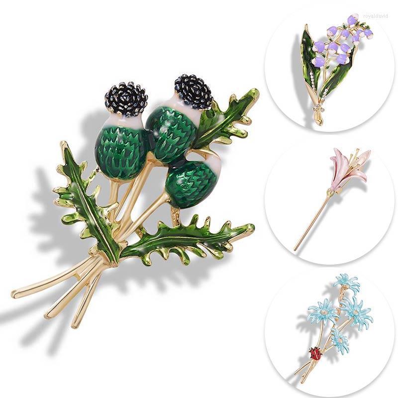 

Brooches Fashion Vintage Plant Flower Enamel Brooch Leaf Pearls Collar Pins Corsage Badges Jewelry Women Coat Accessories Gift