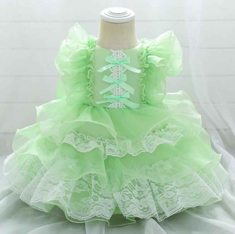 

Girl Dresses Green Pink Purple Blue Ivory Layered Dress For Baby Little Kids Bow Lace Party Princess Infant Birthday Outfit 12M-5T, As picture shown