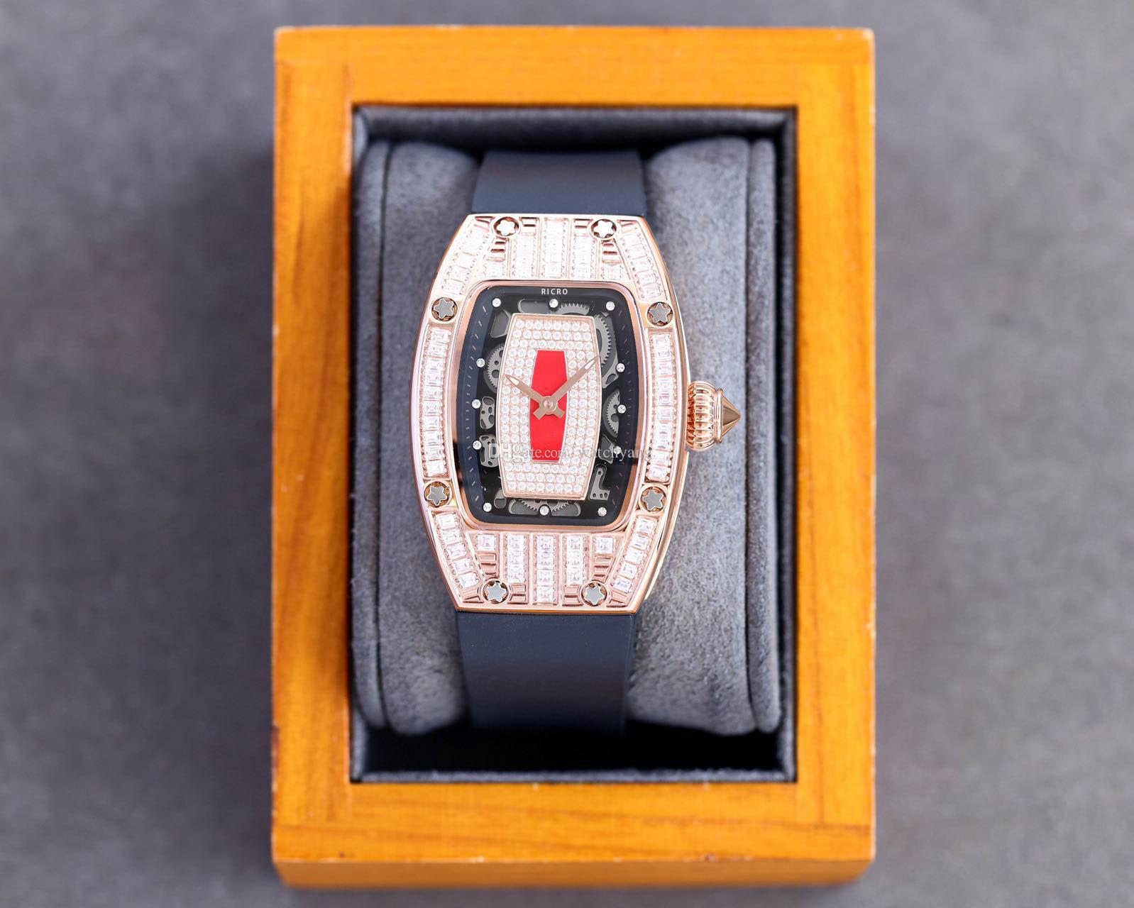 

Mechanical Watch 001-1 Series Dial Diamond Diamond Ring Luminous function Folding buckle Rubber strap 31mmX45mm