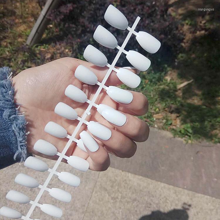 

False Nails Pure Color Long Ballet Fake Nail Patch Coffin UV Oil DIY Art Salon 24Pcs/Box, Y13