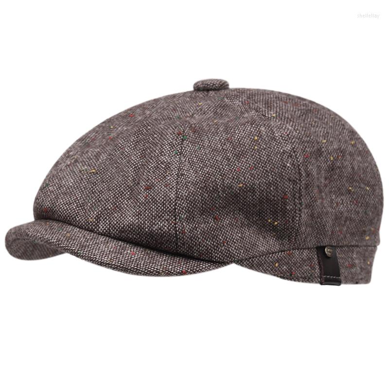 

Berets The Latest Men's Hat Ladies Beret Sboy Fashion Retro Knitted Wool Octagonal To Keep Warm, Black