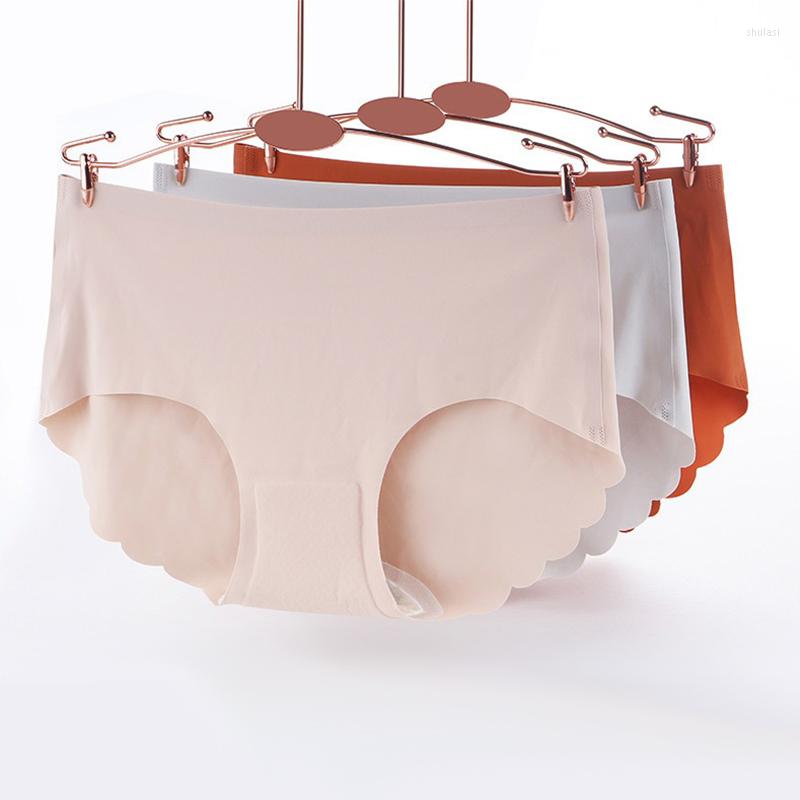 

Women's Panties Natural Latex Ice Silk Girls Antibacterial Breathable Bottom File Mid-waist Seamless Ladies Sexy Triangle, Beige