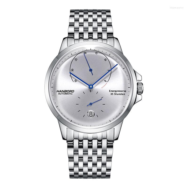 

Wristwatches HANBORO Men Luxury Watch Mens Automatic Watches Male Waterproof Ultrathin Mechanical Wristwatch Sapphire Power Reserve Fashion, Mens watches 2