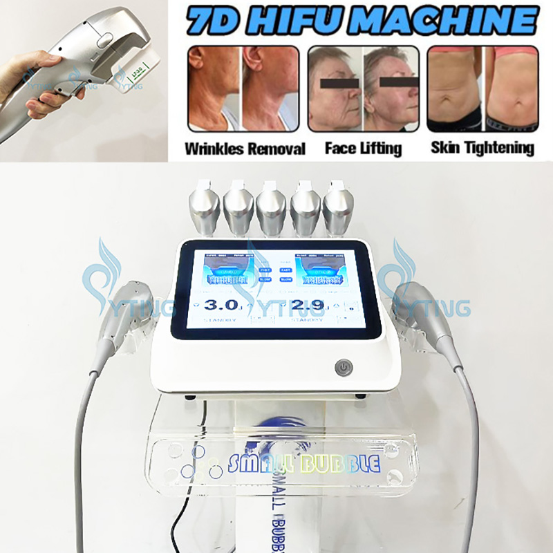 

7D HIFU Machine Ultrasound Skin Care Anti Wrinkle Face Neck Lift Body Slimming Salon Beauty Equipment 7 Cartridges Double Handles