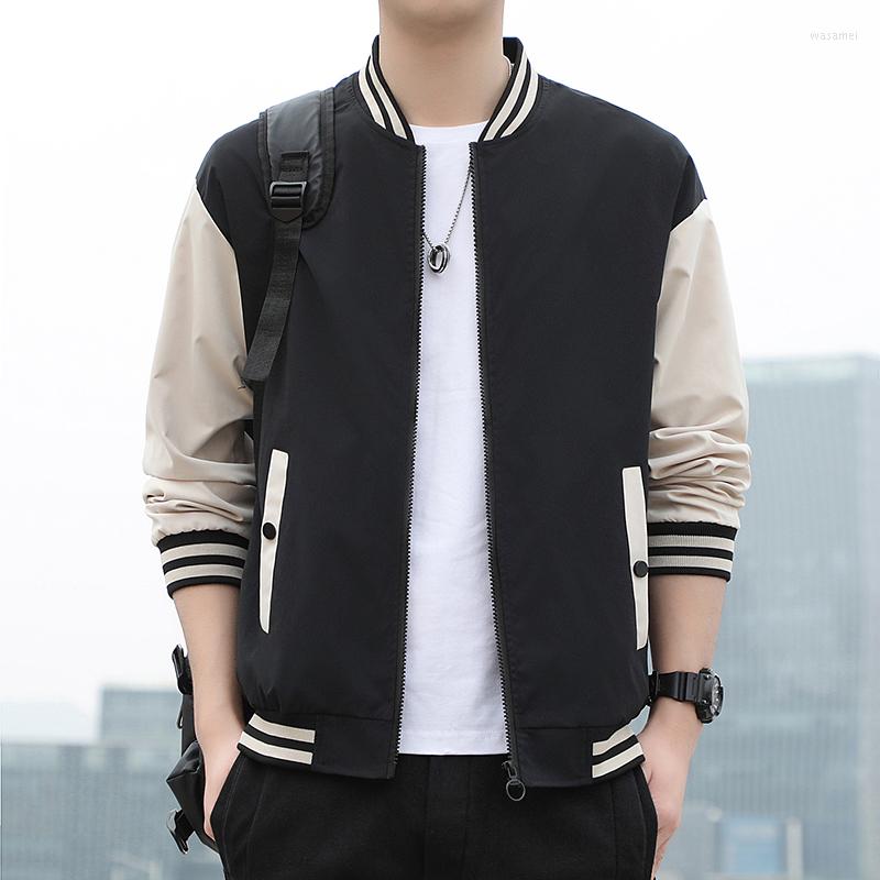 

Men's Jackets Spring Autumn Men Baseball Jacket Stand Collar Korean Style Casual And Coats Male Slim Fit Bomber 5XL, Beige