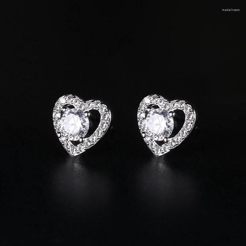 

Stud Earrings A Pair Of Heart Shaped Simplicity Female Fashionable White Sweet Romantic