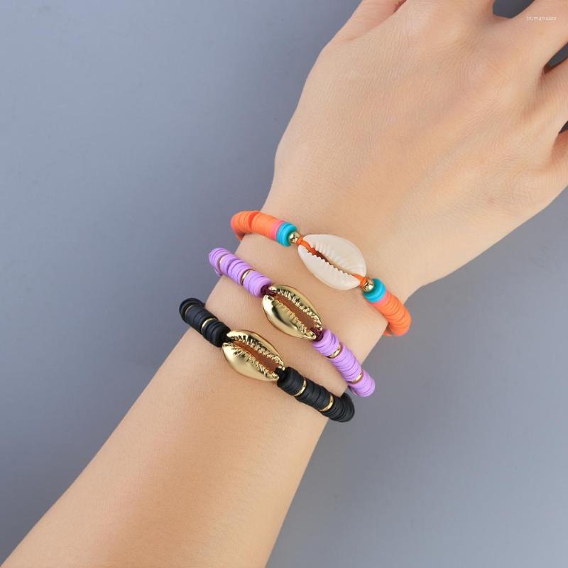 

Charm Bracelets KELITCH Boho Women Shell Polymer Clay Handmade Jewelry Bracelet Fashion Personality Man Bangle Wholesale