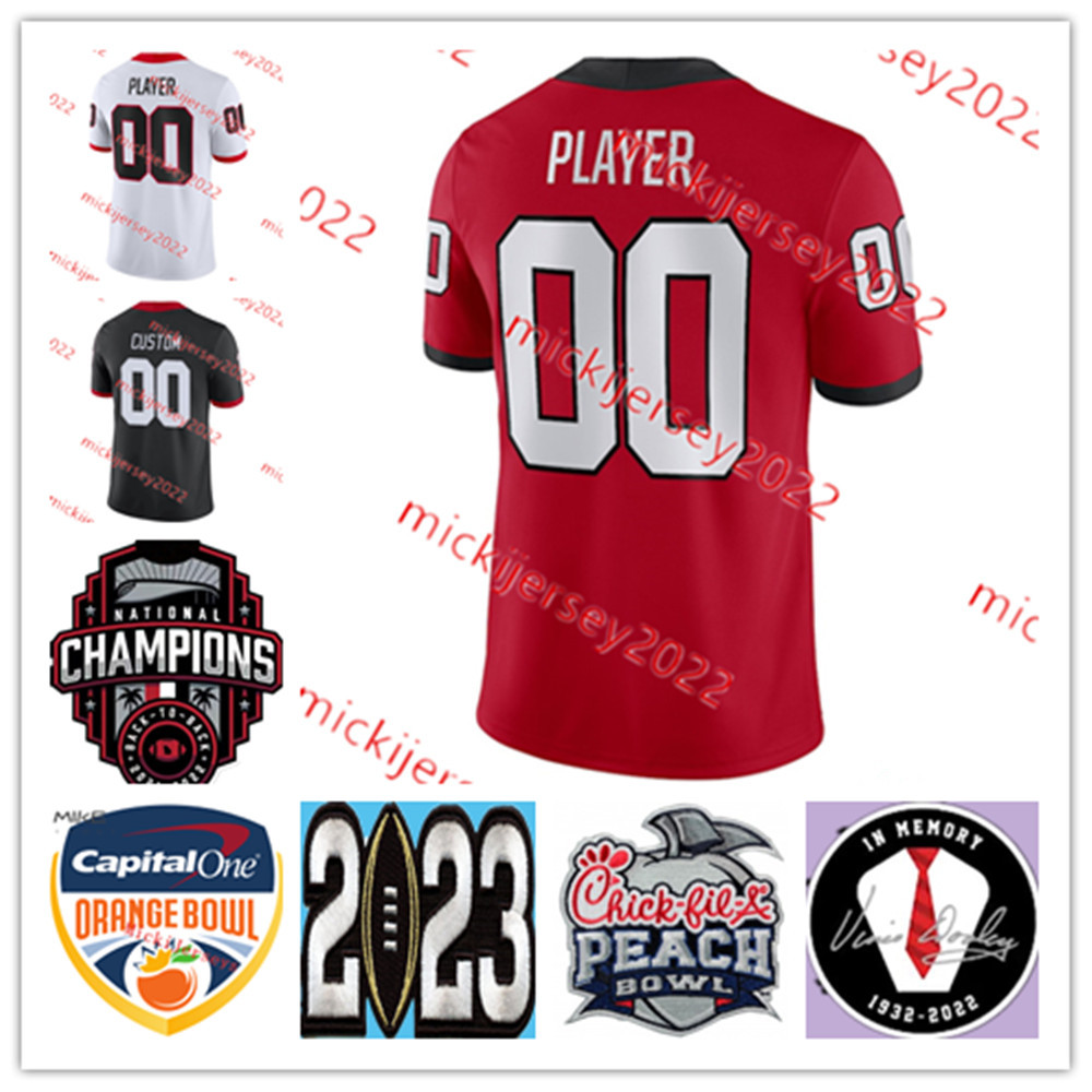 

American College Football Wear Custom 2023 vince dooley Peach Bowl Jersey Nolan Smith JR. Jalen Carter Kendall Milton Azeez Ojulari Austin Kirksey Eric Stokes Zamir, 2023 +champions two patch