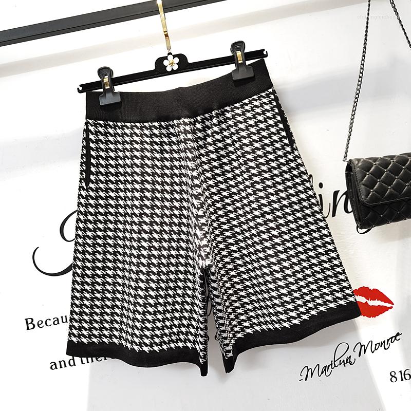 

Women's Shorts Plaid Loose Elastic Fashion Zevity Basic High Waist Summer Women'S Casual Cycling Clothing Sports Fitness 2023, Black