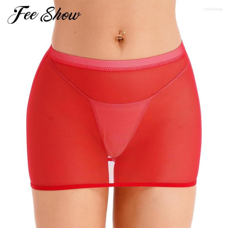 

Skirts Womens Nylon See-through Miniskirt Underwear Solid Color Low Rise Elastic Waistband Stretchy Ladies Sexy Skirt Nightwear, Black