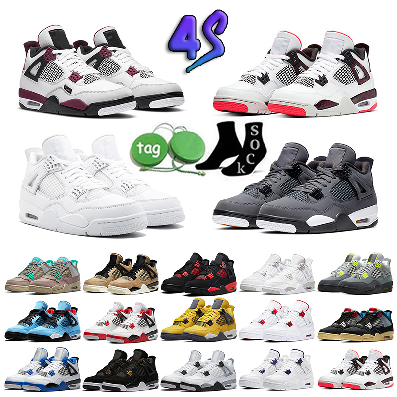 

Jumpman Black jordon 4 4s mens Basketball Shoes University blue court purple Shimmer Cement cactus jack men women sneakers US 5.5-12, 10